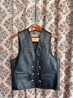 Men's Schott Leather Concho Vest Size Medium